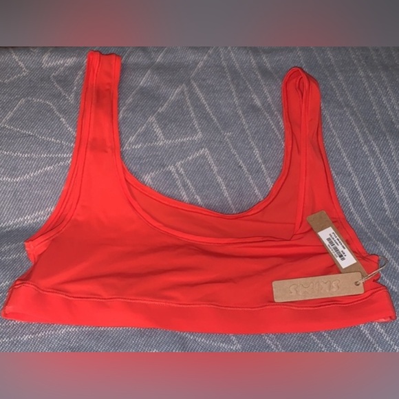 SKIMS Poppy Red Jelly Sheer Scoop-Neck Stretch-Woven Bra NWT size small - Picture 7 of 16